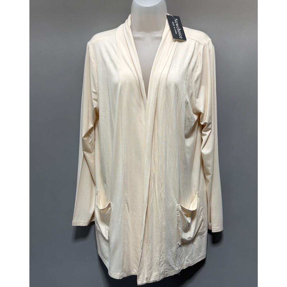 Newchoice Open Front Lightweight Long Sleeve Cardigan Duster Yellow Size L NWT